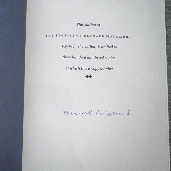 Bernard Malamud Stories Of Signed 1st Edition! 1983 RARE #44/300 Book W Cover! - Picture 4 of 7